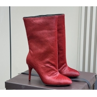 Perfect Alaia Heel Short Boots 9cm in Mohair Red 0709033