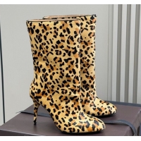 Pretty Style Alaia Heel Short Boots 9cm in Printed Mohair Yellow 0709035