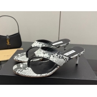 Charming Alaia Heel Thong Slides Sandal 5.5cm in Snakeskin-Like Grey 0827080