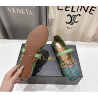 Grade Quality Alaia Woven Ballet Flats Green/Blue 0827087