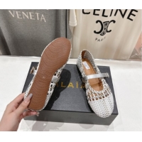 Top Design Alaia Woven Ballet Flats White/Silver 0827088