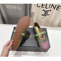 Best Grade Alaia Woven Ballet Flats Green/Purple 0827091
