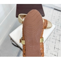 Popular Style Alaia Ballet Flats in Woven Leather Brown/Gold 0827092