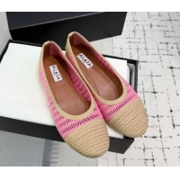 Luxurious Alaia Woven Ballet Flats Beige/Pink 0827095
