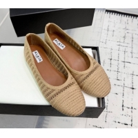 Charming Alaia Woven Ballet Flats Dark Beige 0827098