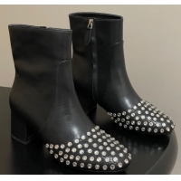 Big Discount Alaia Heel Ankled Boots 5.5cm in Calfskin Leather and Strass Black 0827106