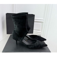 Sophisticated Alaia Low Heel Boots 6cm in Stretch Suede Black AL070905 0827110