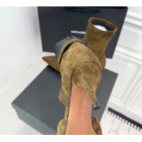 Luxury Cheap Alaia Low Heel Boots 6cm in Stretch Suede Green AL070905 0827112