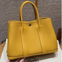 Market Sells Hermes Garden Party 30/36cm Bag in Togo Leather H2301 Jaune Amber Yellow 2025(Half Handmade)