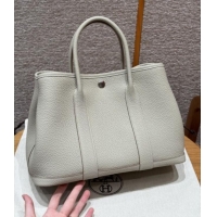 Top Quality Hermes Garden Party 30/36cm Bag in Togo Leather H2301 Beton Glacier White 2025(Half Handmade)