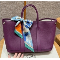 New Design Hermes Garden Party 30/36cm Bag in Togo Leather H2301 Anemone Purple 2025(Half Handmade)
