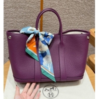 New Design Hermes Garden Party 30/36cm Bag in Togo Leather H2301 Anemone Purple 2025(Half Handmade)