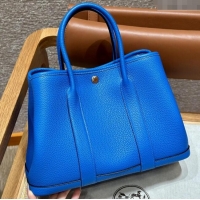 Top Quality Hermes Garden Party 30/36cm Bag in Togo Leather H2301 Blue Hydra 2025(Half Handmade)