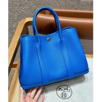 Top Quality Hermes Garden Party 30/36cm Bag in Togo Leather H2301 Blue Hydra 2025(Half Handmade)