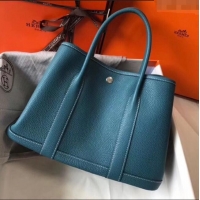 Inexpensive Hermes Garden Party 30/36cm Bag in Togo Leather H2301 Denim Blue 2025(Half Handmade)