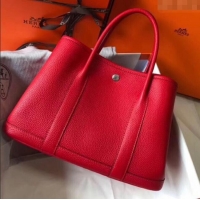 Spot Bulk Hermes Garden Party 30/36cm Bag in Togo Leather H2301 Red 2025 (Half Handmade)