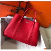 Spot Bulk Hermes Garden Party 30/36cm Bag in Togo Leather H2301 Red 2025 (Half Handmade)