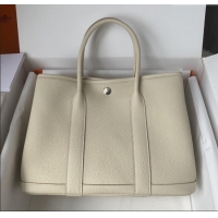 Best Quality Hermes Garden Party 30/36cm Bag in Togo Leather H2301 Milkshake White 2025(Half Handmade)