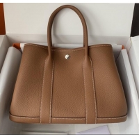 New Design Hermes Garden Party 30/36cm Bag in Togo Leather H2301 Brown 2025(Half Handmade)