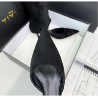 Pretty Style Alaia Heel Thigh High Boots 6cm in Stretch Suede Black AL070905 0827115