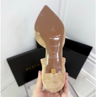 Top Grade Alaia Heel Thigh High Boots 6cm in Stretch Suede Beige AL070905 0827116