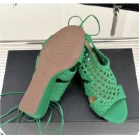 Shop Duplicate Alaia Weave Leather Wedge Sandals 10.5cm Heel A091602 Green 091602