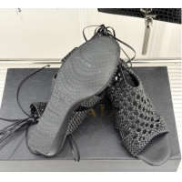 Low Price Alaia Weave Leather Wedge Sandals 10.5cm Heel A091603 Black