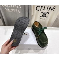 Best Product Loewe Faro Lace-up Shoes in Suede Green 0823074