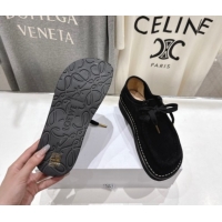 Good Quality Loewe Faro Lace-up Shoes in Suede Black 0823076