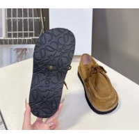 Best Price Loewe Faro Lace-up Shoes in Suede Dark Beige 50823078