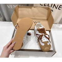 Classic Hot Loewe Ballet Runner 2.0 Sneakers in nylon and suede White/Brown 0823088