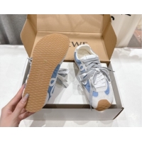 Luxury Cheap Loewe Ballet Runner 2.0 Sneakers in nylon and suede White/Blue 0823090