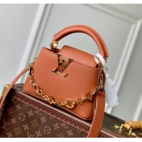 Market Sells Louis Vuitton Capucines Mini Bag with Chain in Taurillon Leather M14381 Tan ​2025