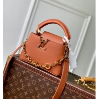 Market Sells Louis Vuitton Capucines Mini Bag with Chain in Taurillon Leather M14381 Tan ​2025