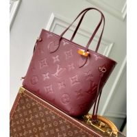 Original Cheap Louis Vuitton Neverfull MM Tote Bag in Monogram Leather M25855 Burgundy 2025