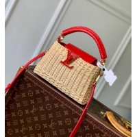 Inexpensive Louis Vuitton Capucines Mini Bag in Cowhide and Rattan N88126 Red 2025