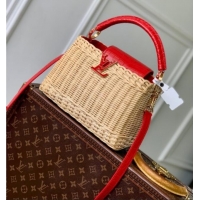 Top Quality Louis Vuitton Capucines BB Bag in Cowhide and Rattan N88126 Red 2025