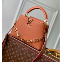 Spot Bulk Louis Vuitton Capucines BB Bag with Chain in Taurillon Leather M14381 Tan 2025