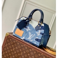 Spot Bulk Louis Vuitton Speedy 25 Bandouliere in Blue Denim M15276 2025