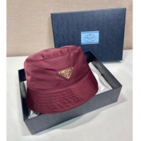 Classic Cheapest Prada Nylon Bucket Hat 0929 Burgundy 2025