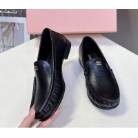 Grade Quality Miu Miu Leather Loafers Black 5D499E 0826004
