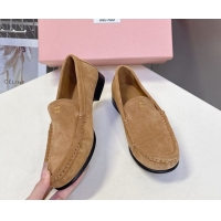 Sumptuous Miu Miu Suede Loafers Dark Beige 5D499E 0826005