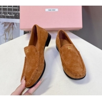 Stylish Miu Miu Suede Loafers Light Brown 5D499E 50826006