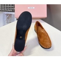 Stylish Miu Miu Suede Loafers Light Brown 5D499E 50826006