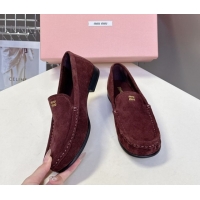 Purchase Miu Miu Suede Loafers Dark Brown 5D499E 50826007