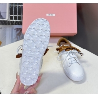 Best Grade Miu Miu Leather Sneakers White/Brown MIU082601 0826008