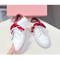 Good Quality Miu Miu Leather Sneakers White/Red MIU082601 50826010