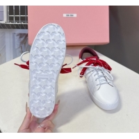 Good Quality Miu Miu Leather Sneakers White/Red MIU082601 50826010