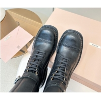 Unique Style Miu Miu Leather High Boots with Strap Buckle Black 5W315E 50826014