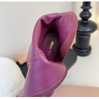 Top Grade Miu Miu Leather High Heel Boots with Strap Buckle Purple MIU082603 50826019